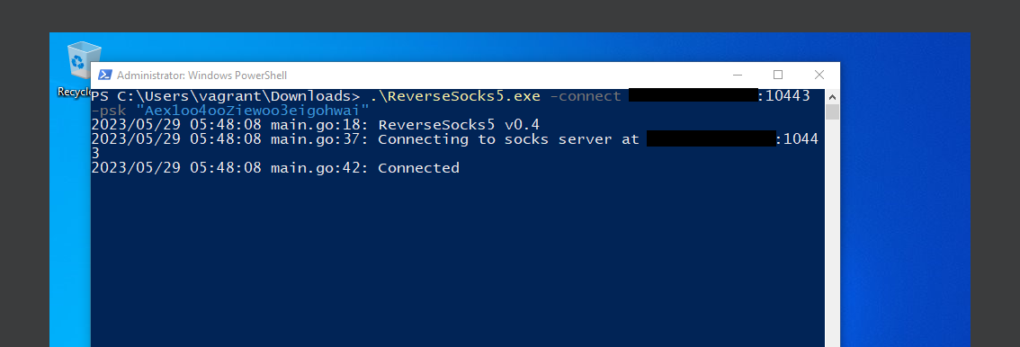 ReverseSocks5 on Windows Machine